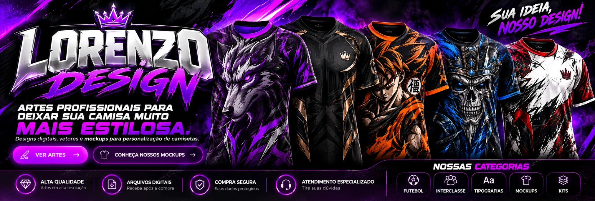 Lorenzo Design — artes profissionais para camisas de futebol, mockups e tipografias